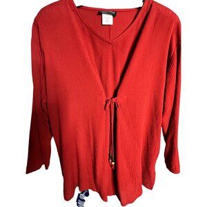 Vintage CL Carol Little size 4 Blouse Red Pullover USA Comfortable Y2K